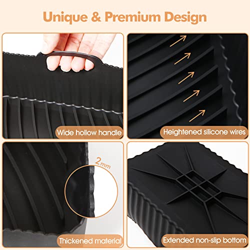Air Fryer Silicone Liners Reusable, Silicone Air Fryer Basket Inserts For Ninja Dual Foodi DZ201/DZ401 8QT, Air Fryer Pot Baking Tray Square Acce