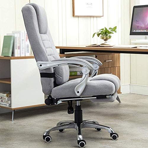 LZQDM Classic Leather-Padded Mid-Back Office Desk Chair with Armrest - Gray