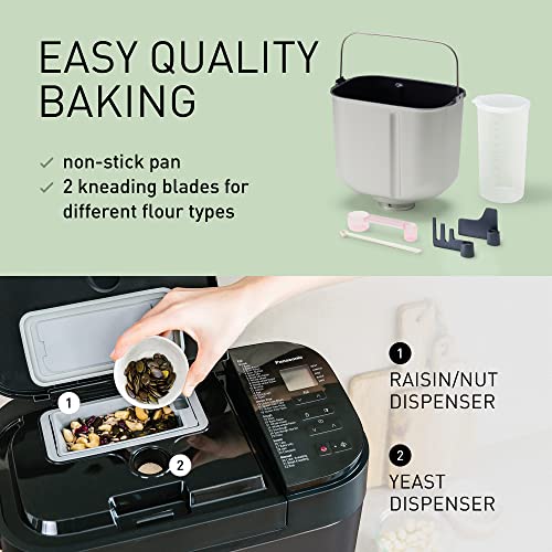 Panasonic YR2540 Fully Automatic Breadmaker, with yeast & nut dispensers, Manual Settings for Bread & Rising, Dual Temperature Sensors, 13 Hours