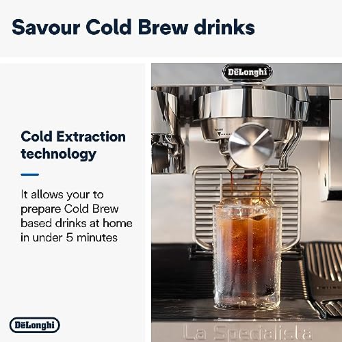 De'Longhi La Specialista Maestro EC9865.M Cold Brew Coffee, Manual Coffee Machine, Cold Extraction Technology, Smart Tamping Station, 8 Hot & Col