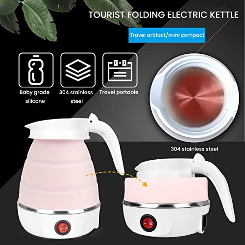 Foldable Electric Kettle: Portable Travel kettle with Separable Power Cord, Electric Water Heater Collapses, Silicone Folding Electric Kettle for