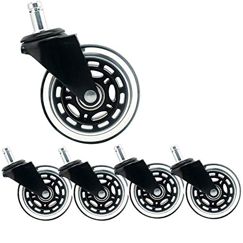 SKOAJAS Plate Casters 3 inches 75mm Castor Wheels for Office Chair M11 Stem Casters for Furniture Swivel Castors 320kg Silent PU Universal Transp