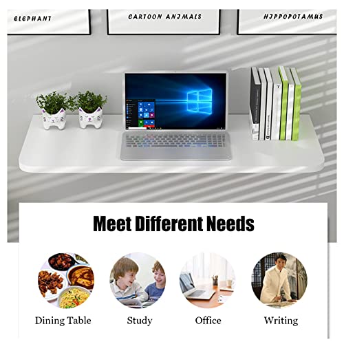 KUKIXO Wall Mounted Folding Table,Folding Wall Mounted Desk, Space Saving Fold Down Floating Desk for Study, Drop Leaf Tables for Small Spaces Of