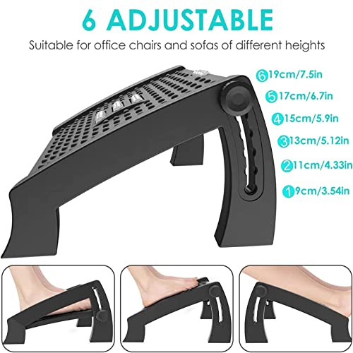 luoyipink Adjustable Height Foot Rest Under Desk, With 1x Phone Holder, Foot Rest Plastic Non-Slip Foot Stool with Massage Function,Suitable for