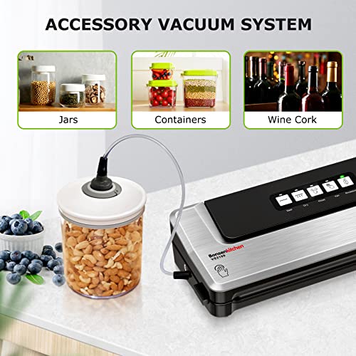 Bonsenkitchen Vacuum Food Sealer Machine for Sous Vide Cooking Dry & Moist Food Modes, Bonuse with Vacuum Bags, VS2100 (Sliver)