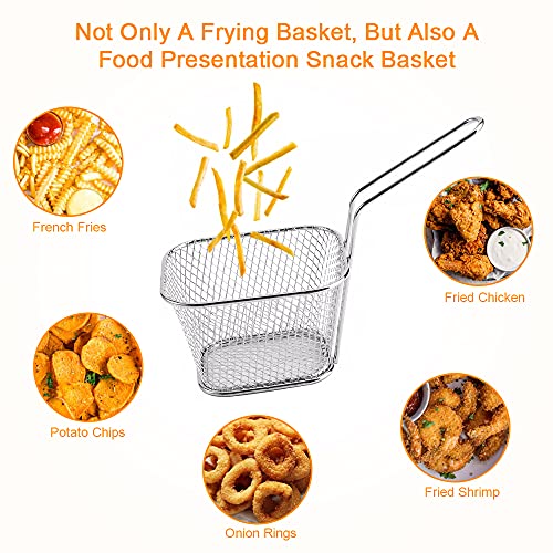 DURANTEY 8 PCS Chip Serving Frying Baskets Mini Chip Baskets Stainless Steel Chip Serving Basket Fried Baskets Serving Fry Baskets Food Presentat