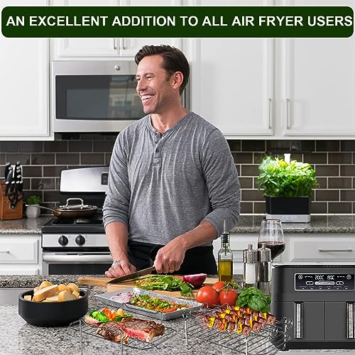 Air Fryer Accessories, Ranedo 8 PCS Accessories for Ninja Air Fryer Dual AF300UK AF400UK and 7.6L-9.5L Dual Air Fryer, Silicone Air Fryer Liners&