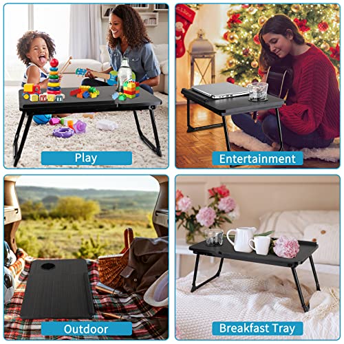 Laptop Desk for Bed or Couch, Woking in Bed Desk, Home Office Desks, Breakfast Tray Desk, Desk with Cup Holder, Watch Movies in Bed, Fordable Leg