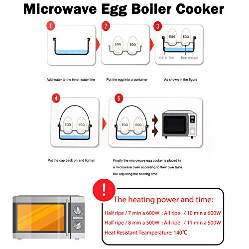 Microwave Egg Boiler for 4 Eggs Poachers Boiled Egg Cooker Microwave only 8 Minutes for Hard Soft Boiled Egg Cooker Steamer Rapid Egg Cooking App