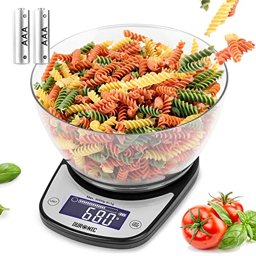 Duronic Kitchen Scale KS5000 Extra-large 3L bowl and electronic backlit LCD display / 5kg Capacity / 1g measurement ideal for precise wet and dry