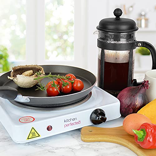 KitchenPerfected 1500W Single Hotplate / Cast Iron / Variable Heat Settings / Overheat Protection / Corrosion Resistant / Power Indicator / Non S