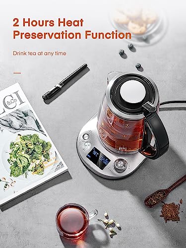 Electric Kettles, FOHERE Kettles Electric Fast Boil Quiet, Variable Temperature Kettle - 40℃~100℃, Keep Warm 2Hr, Detachable Filter Kettle, Auto