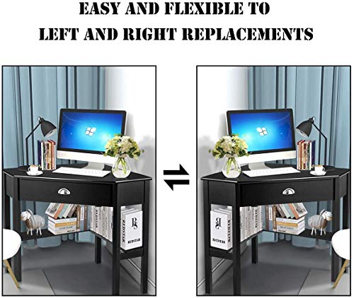 rivallycool Home Office Desks, Mdf,Steel,Wood, Black