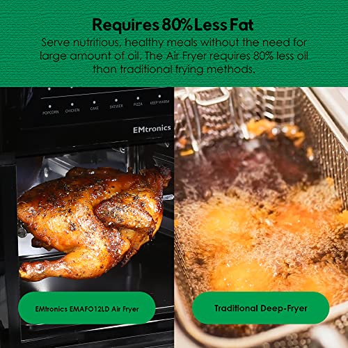 EMtronics EMAFO12LD Digital Extra Large Family Size XL Air Fryer Combi Oven Grill 12 Litre with 11 Pre-Set Menus for Oil Free & Low Fat Healthy C