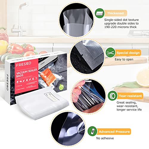 FRESKO Vacuum Sealer Bags 20x30cm/120pcs, Textured Vacuum Food Sealer Bag Thick Embossed Bags, Designed for Sous Vide Cooking and Food Storage |