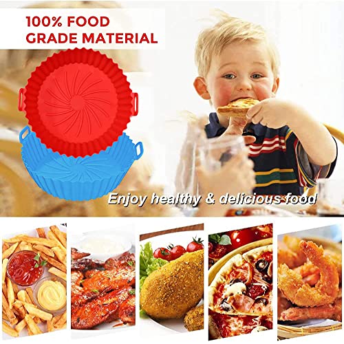 Air Fryer Silicone Pot, 2PCS Reusable Silicone Air Fryer Liners, 7.9 inch Round Air Fryer Basket, Non-Stick Air Fryer Accessories, Replacement of