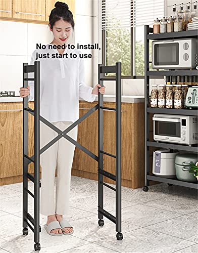 JHKGY 5-Tier Storage Shelving Unit Metal Shelf, Foldable Shelves with Wheels Storage Shelving Unit,Organizers Rolling Cart Display Wire Rack,for