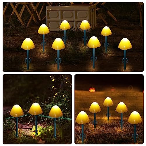 30 LED Mushroom Solar Lights Outdoor Garden, 8 Modes Solar Powered Mushroom Pathway Lights, IP65 Waterproof Garden Lights Decorative Ornaments fo