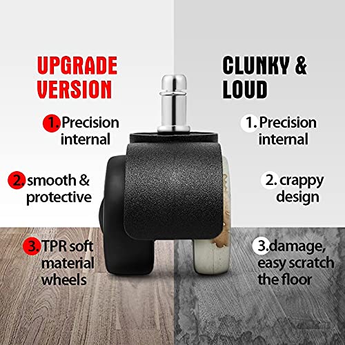 TWDYC 5 PCS Universal Mute Chair Wheel 2" Office Chair Caster Replacement Casters Rubber Soft Safe Roller Furniture Wheels