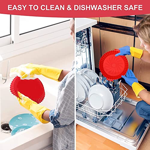 Air Fryer Silicone Pot, 2PCS Reusable Silicone Air Fryer Liners, 7.9 inch Round Air Fryer Basket, Non-Stick Air Fryer Accessories, Replacement of