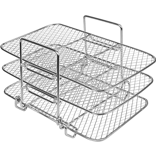 Air Fryer Rack for Ninja Dual Air Fryer, Multi-Function Three Layer Stackable Air Fryer Rack Compatible with Ninja Fryer, Dual Air Fryer Dehydrat