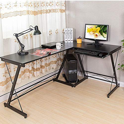 WLABCD Table Computer Desk L Shape Office Corner Table,Standing Combination Workbench Home Workstation Studio/Black / 116×120×73cm