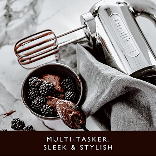 Dualit Hand Mixer | 400W, 4 Speed Settings, Retractable Cord | Ideal for Baking with Flat Beaters, Dough Hooks & Whisk Attachments | 89300, Chrom