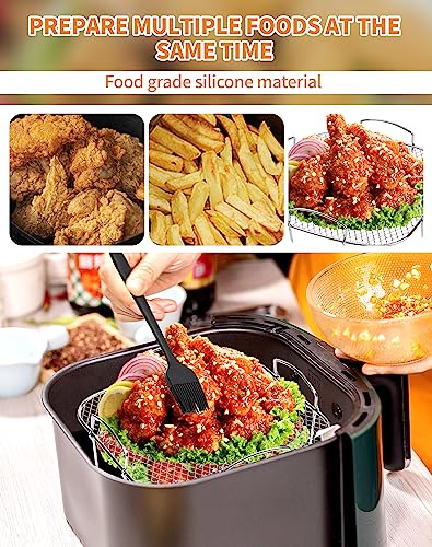 Air Fryer Rack for COSORI Air Fryer 5.5L Square Air Fryer Basket 304 Stainless Steel Dehydrator Rack Air Fryer Accessories Compatible with Instan