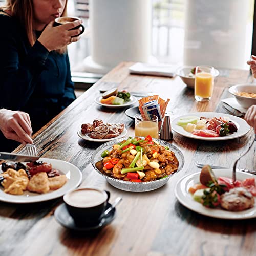 JMIATRY 100 Pcs 7 Inch Round Foil Trays, 720ML Air Fryer Tin Foil Trays, Oil-Proof Non-Stick Aluminum Foil Trays Round for Baking, Cooking, Oven