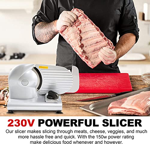 Kitchener Meat Deli Cheese Food Slicer 7.5" inch Professional Stainless Steel Blade Electric Heavy Duty Gear Driven 230V 150Watt 50Hz