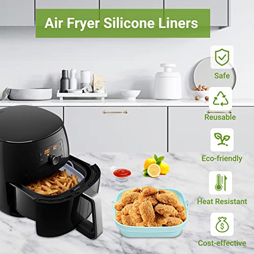 Alyvisun Silicone Air Fryer Liners 2PCS Reusable Airfryer Tray Foldable Kitchen Accessories Basket Versatile Square Baking Rack Pot for Microwave