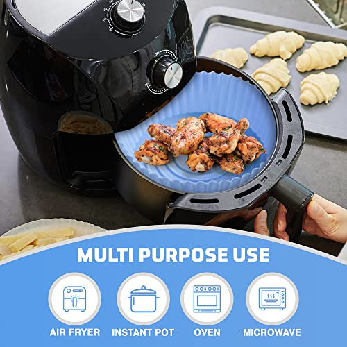 Silicone Air Fryer Liners, 3 Pack Reusable Air Fryer Liner, 8.1inch Air Fryer Accessories, Kitchen Accessories Replacement for Disposable Parchme