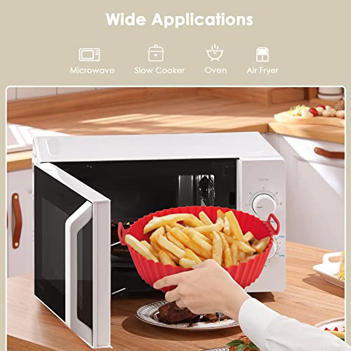 2 Pack Air Fryer Liners for Ninja Air Fryer Dual,Air Fryer Liners Reusable,Silicone Round,Air Fryer Replacement Basket,Dishwasher Safe,Non Stick,