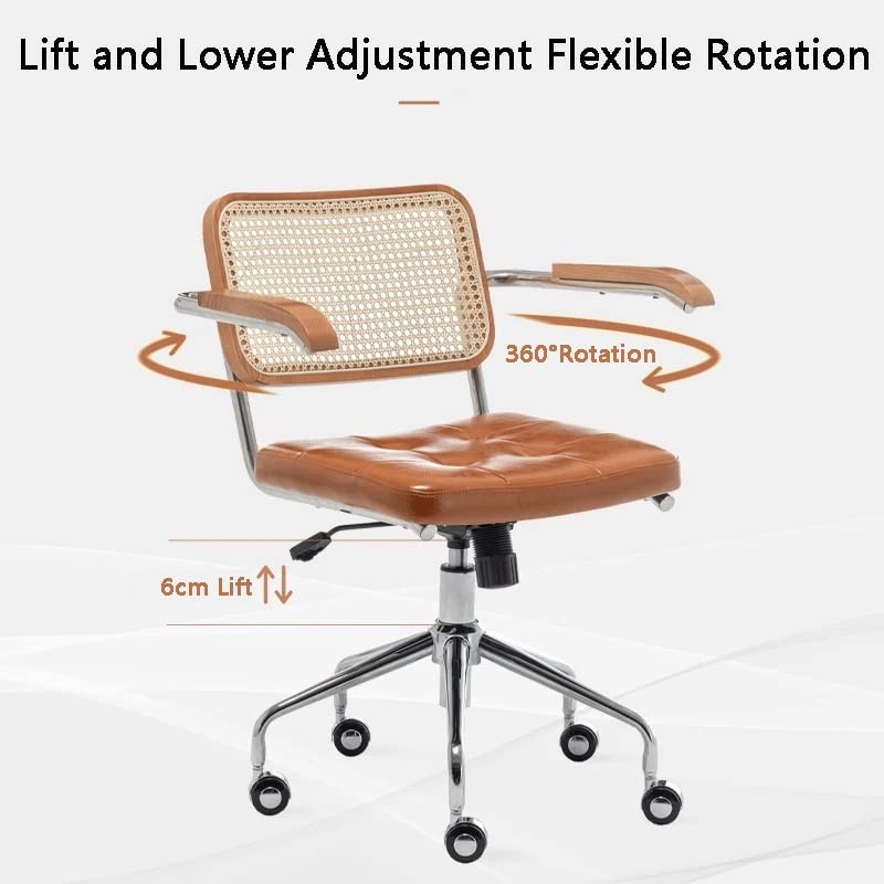 office chair gaming chair computer chair Rattan Computer Chair Retro Rotating Chair Comfortable Study Desk Seat Breathable Armrest Office Furnitu