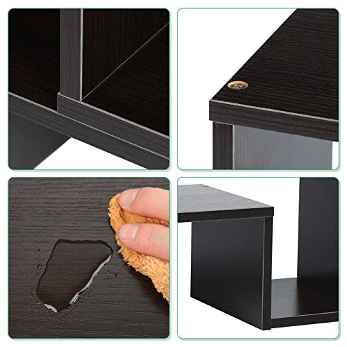 Pissente Desktop Organizer, Freestanding Desktop Display Shelf Adjustable Mini DIY Bookshelf Home Office Storage Desk Shelves (Dark Walnut)