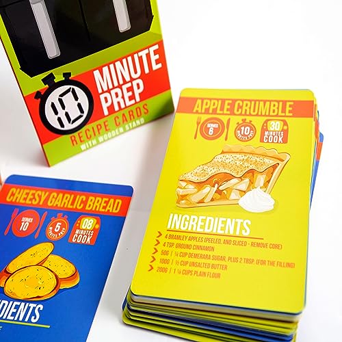 Boxer Gifts Easy Eats Cards-52 Delicious and Quick 10 Minute Prep Air Fryer Recipes for Beginners | Cookbook in Card Format with Wooden Stand, Ca