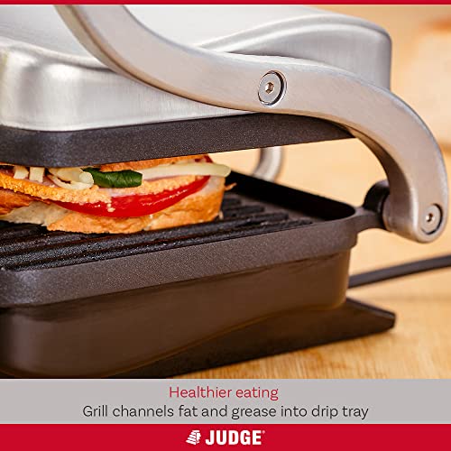 Judge JEA68 Healthy Grill and Sandwich Press with Non-Stick Griddle Plates, 1000W Gift Boxed – 2 Year Guarantee