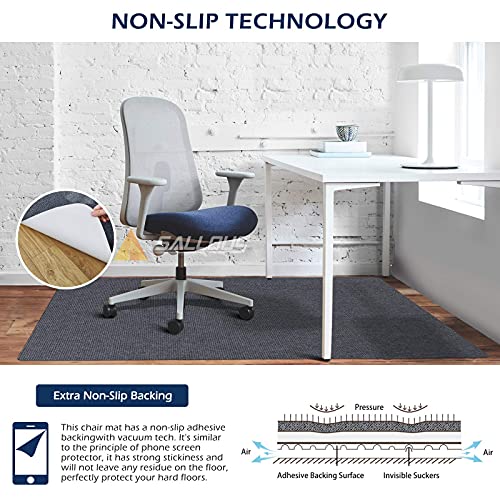 SALLOUS Chair Mat for Hard Floors, 55" x 35" Desk Chair Mat for Hard Surface, 1/6" Thick Office Chair Mat for Hardwood Floor, Low-Pile Desk Rug f