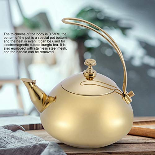 Electric Classical Teakettle - 1.5L Stainless Steel Teapot Electric Tea Kettle Fast Water Heating Cooking Pot (Golden)