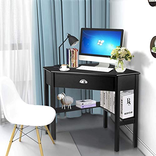 rivallycool Home Office Desks, Mdf,Steel,Wood, Black