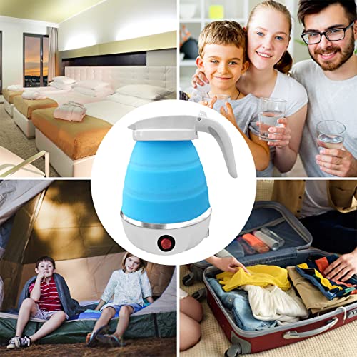 Foldable Electric Kettle, Portable Kettle for Travel 0.6L Food Grade Silicone Collapsible Kettle Electric Water Boiler with Separable Power Cord