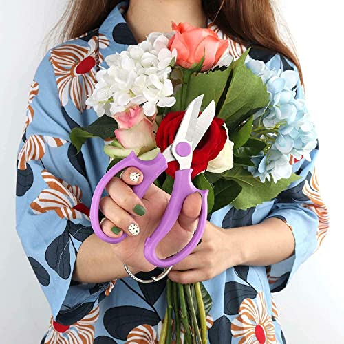 YYG Floral Shears, Premium Steel Garden Pruning Shears Floral Fruits Leaf Scissors Hand Pruner Snip Trimming Tool for Gardening Flower (Purple, 6
