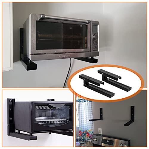 MIVIDE 2 Pair Microwave Wall Brackets Black, Universal Microwave Brackets, Adjustable Microwave Wall Mount Brackets, with Matching Screws and Exp