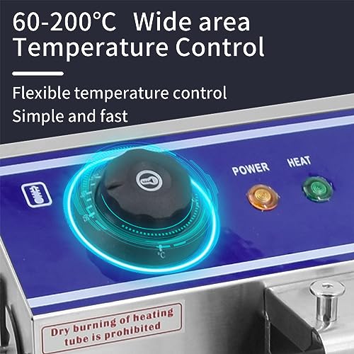 Commercial Deep Fryer Stainless Steel Electric Fryer Dual Tank 20L 3000Wx2 with Lids