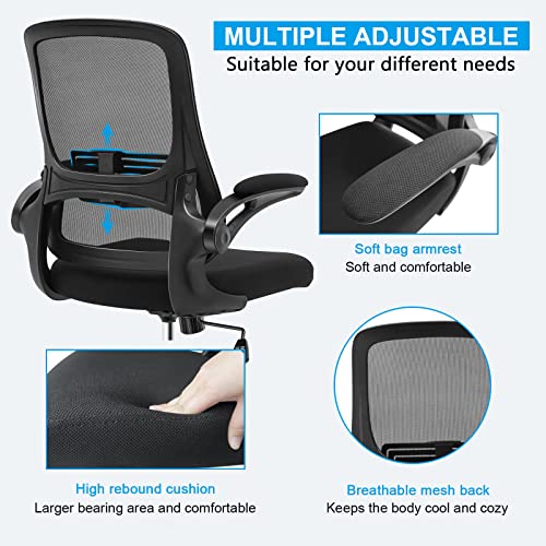RYANGEL Desk Chair, Ergonomic Office Chair with Adjustable Lumbar Support & Flip-Up Arms, Home Office Computer Chair, Swivel Executive Task Chair