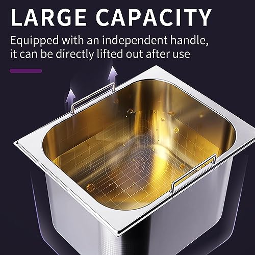 DULNICE 3000W Electric Deep Fryer with Single Tank & Lid Commercial Deep Fat Fryer, 6 Litre Stainless Steel Countertop Kitchen Oil Chip Fryer Tem