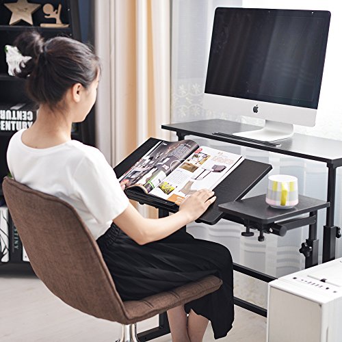 Mobile Laptop Sit-Stand Desk, soges Height Adjustable Standing Tiltable Top Desk, 31.5 inch Stand Up Computer Desk for Home Office, Small Rolling