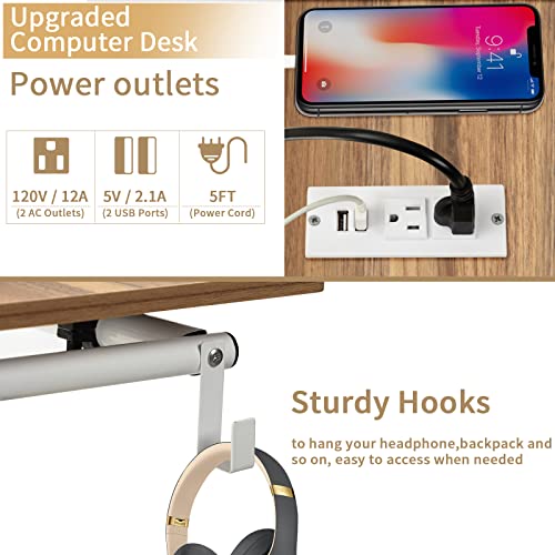 SIDUCAL Mobile Stand Up Desk, Adjustable Laptop Desk with Wheels, Home Office Workstation with USB Ports and Outlets, Rolling Desk Laptop Cart fo