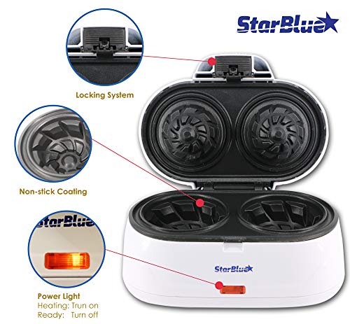 Double Waffle Bowl Maker by StarBlue - White - Make Bowl Shapes Belgian Waffles in Minutes | Best for Serving ice Cream and Fruit | Gift Ideas 22
