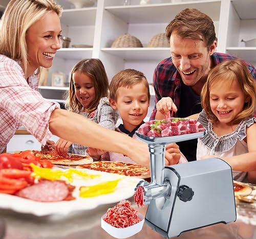 BenRich Electric Meat Mincer Grinder and Sausage Maker, 2800 Watt Powerful Copper Motor Meat Mincer Machine Stainless Steel Body - Sliver